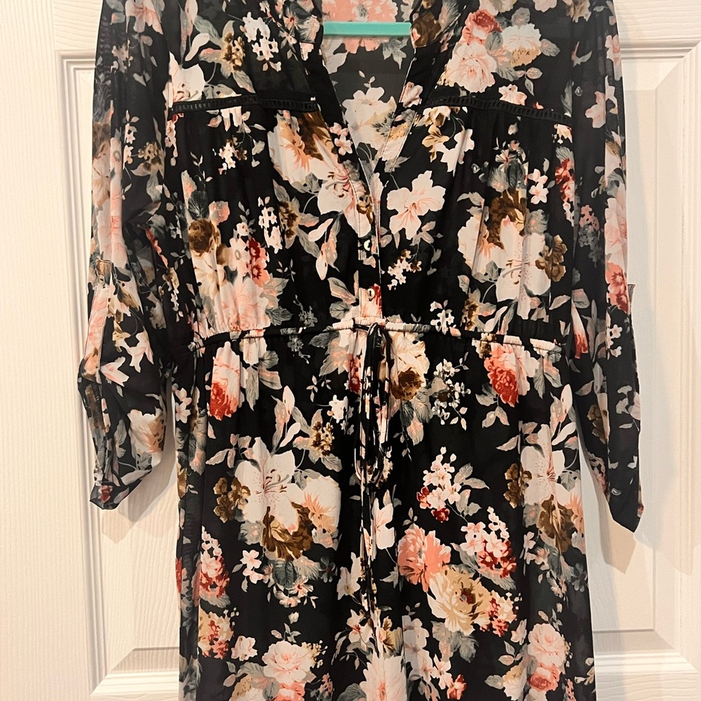 Floral Print Black Dress